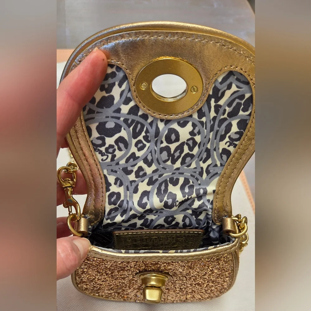 Coach Gold Mini Bag Sparkling Saddle Design - Picture 4 of 5